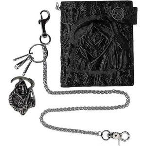Unisex Punk Gothic Skull Biker Wallet with Chain Trucker Wallet Bifold